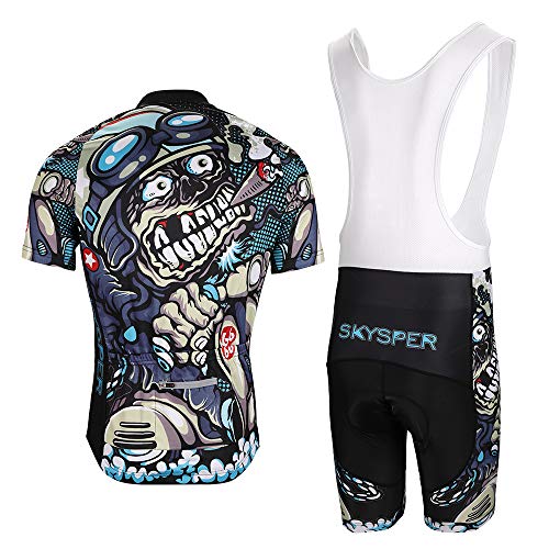 SKYSPER Hombres Jersey + Pantalones Cortos Mangas Cortas de Ciclismo Ropa Maillot Transpirable para Deportes al Aire Libre Ciclo Bicicleta