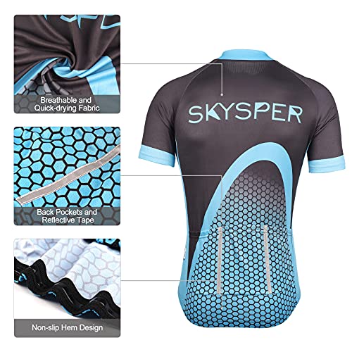 SKYSPER Maillot Ciclismo Hombre Camiseta Ropa de ciclismo Manga Corta Ropa Ciclista para Bicicleta de Montaña con Bolsillo Transpirable Secado Rápido Verano para Deportes al Aire Libre Ciclo Bicicleta