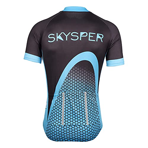 SKYSPER Maillot Ciclismo Hombre Camiseta Ropa de ciclismo Manga Corta Ropa Ciclista para Bicicleta de Montaña con Bolsillo Transpirable Secado Rápido Verano para Deportes al Aire Libre Ciclo Bicicleta