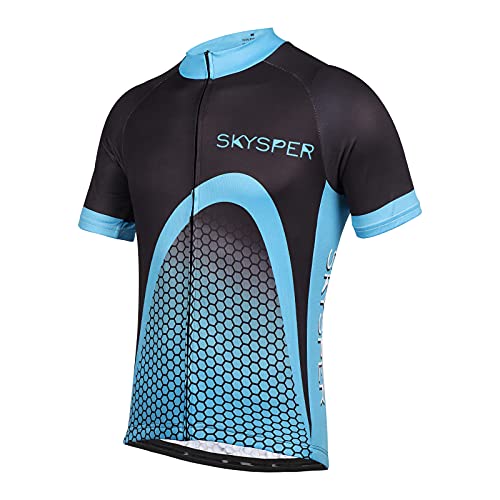 SKYSPER Maillot Ciclismo Hombre Camiseta Ropa de ciclismo Manga Corta Ropa Ciclista para Bicicleta de Montaña con Bolsillo Transpirable Secado Rápido Verano para Deportes al Aire Libre Ciclo Bicicleta