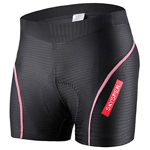 SKYSPER Pantalon Calzoncillos Ropa Interior Ciclismo para Mujer Culote Pantalones Cortos Deportivos Gel 3D Acolchada para MTB Ciclismo Bicicleta al Aire Libre Transpirable Secado Rápido