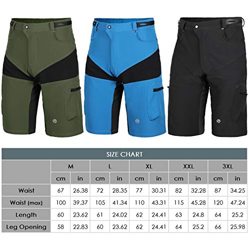 SKYSPER Pantalones Cortos de MTB, Pantalones Cortos de Ciclismo para Hombre con Bolsillos Pantalones Cortos de Bicicleta de Montaña Transpirable para Senderismo Correr Deporte al Aire Libre