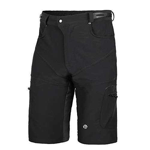 SKYSPER Pantalones Cortos de MTB, Pantalones Cortos de Ciclismo para Hombre con Bolsillos Pantalones Cortos de Bicicleta de Montaña Transpirable para Senderismo Correr Deporte al Aire Libre