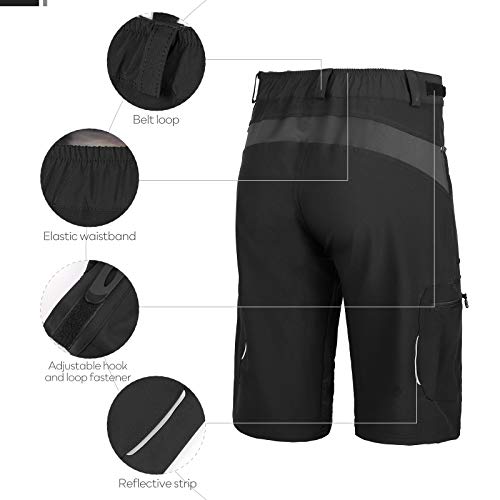 SKYSPER Pantalones Cortos de MTB, Pantalones Cortos de Ciclismo para Hombre con Bolsillos Pantalones Cortos de Bicicleta de Montaña Transpirable para Senderismo Correr Deporte al Aire Libre