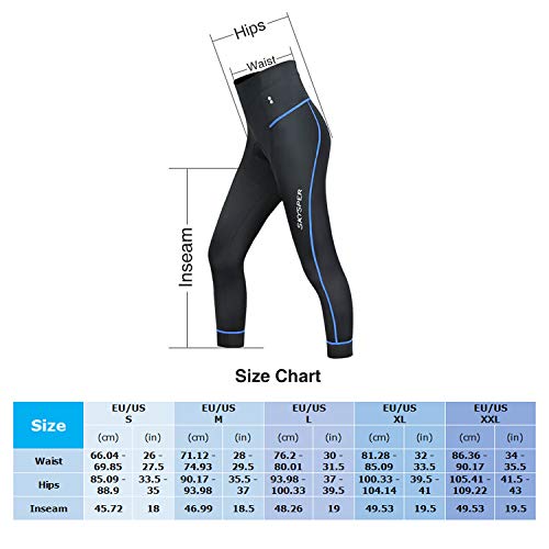 SKYSPER Pantalones Mallas de Ciclismo para Mujer 3/4 Culotte Deportivos con 3D cojín de Esponja Secado rápido Transpirable Leggings Medias para Bicicleta Ciclismo Bici Profesional