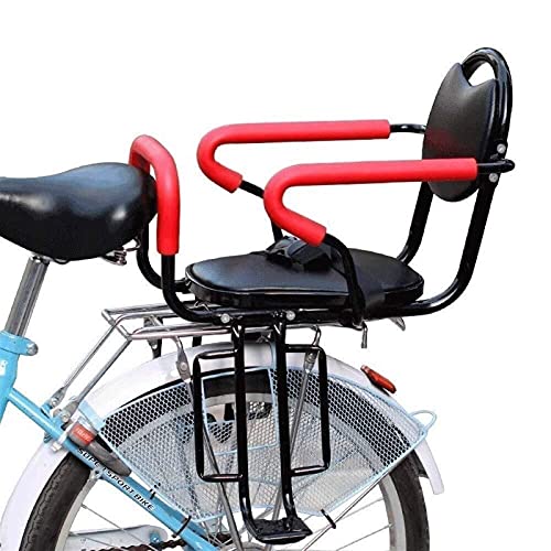 SKYWPOJU Asiento de bicicleta eléctrico para niños con montaje trasero Asiento de bicicleta para niños fácil de instalar Asiento de bicicleta para niños con reposabrazos y pedal para niños de 2 a 8 añ