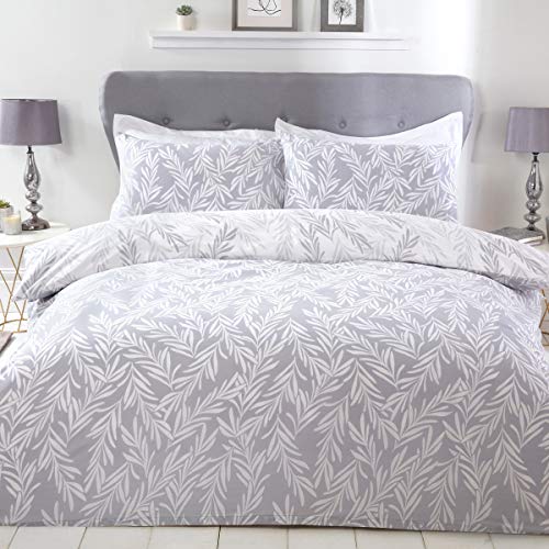 Sleepdown Trailing Leaf - Juego de Funda de edredón de polialgodón Reversible y fácil de cuidar, con Funda de Almohada (135 cm x 200 cm)