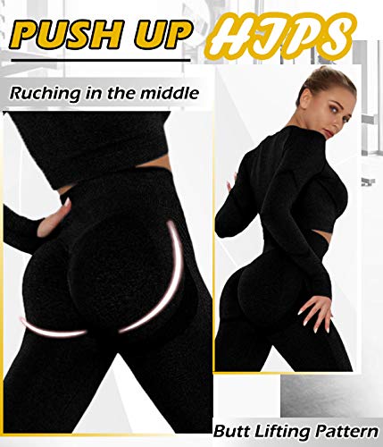 SLIMBELLE Leggings Push Up Mujer Mallas Diportivas Cintura Alta Leggings Pantalones Moda Sin Costura para Yoga Fitness Deporte Running Elástico y Transpirable Nada Transparente Anticelulitico