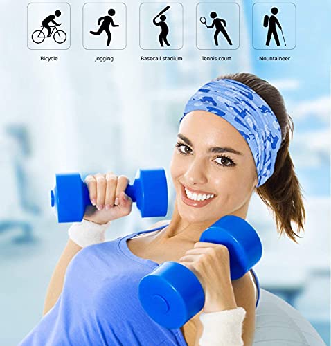 SLOSH 8 Bandana Cintas Pelo Deporte Hombre Mujer Ciclismo Yoga Elastica Pañuelos Cabeza Turbante Lazo Tenis UV Moto Playa (8 PCS)