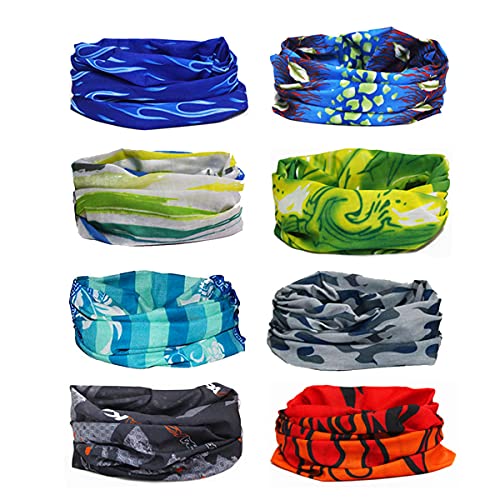 SLOSH 8 Bandana Cintas Pelo Deporte Hombre Mujer Ciclismo Yoga Elastica Pañuelos Cabeza Turbante Lazo Tenis UV Moto Playa (8 PCS)