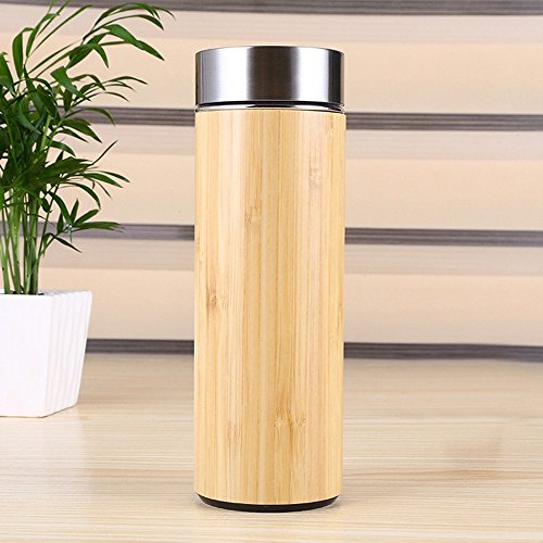 SLOSH Botella Termica Té Acero Inoxidable Infusor Taza Viaje Café Té Bambú Travel Mug Thermos Agua Filtro Infusione Sin Bpa Termo Teteraté Embolo Oficina