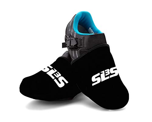 SLS3 Cubiertas de Neopreno para Calzado de Ciclismo | Calentadores de Calzado | Cubierta térmica para los Dedos del pie | A Prueba de Viento y Impermeable (Black, Large-Xlarge)