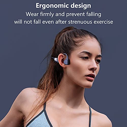 SLuB Auriculares de conducción ósea, auriculares deportivos inalámbricos, Bluetooth 5.0, estéreo abierto, micrófono de alta definición impermeable, adecuado para correr, ciclismo y fitness (gris)