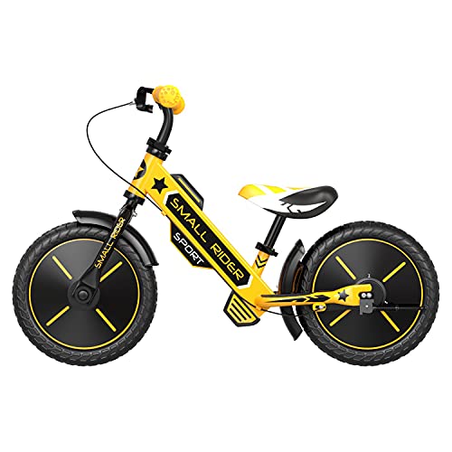 Small Rider Sports EVA, Bicicleta sin Pedales, 12 Pulgadas, Ultraligera, Sillín y Manillar Ajustables, Frenos x2, para niños y niñas a Partir de 3 años (Amarillo)
