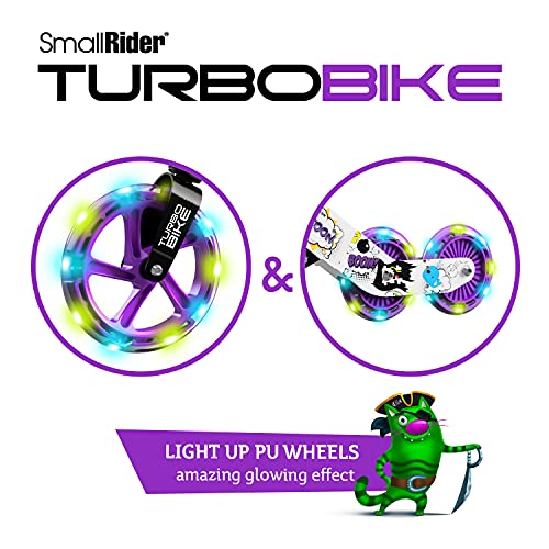 Small Rider Turbo, Bicicleta sin Pedales, Rueda Variable de PU con luz, Asiento y Manillar Ajustables, Increíble Regalo de cumpleaños, Balance Bike para Bebé de 18 Meses o más (Violeta)