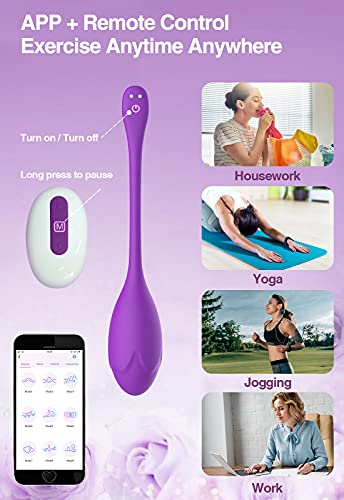 Smart Bolas Ejercicios Pelvicos con APP y Control Remoto - Ejercitador Suelo Pelvico Recomendado por Médicos para Prosblemas de la Incontinencia y Tonificar los Músculos Pélvico de Mujeres, Púrpura