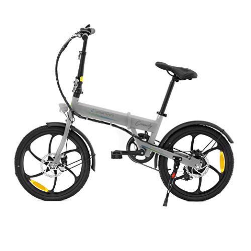 SMARTGYRO Ebike Crosscity Silver - Bicicleta Eléctrica Urbana, Ruedas de 20", Asistente al Pedaleo, Plegable, Batería extraíble de Litio 36V de 4.4 mAh, Freno de Disco, 6 velocidades Shimano