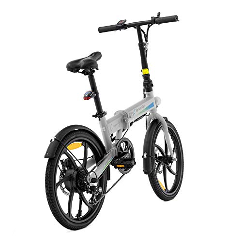 SMARTGYRO Ebike Crosscity Silver - Bicicleta Eléctrica Urbana, Ruedas de 20", Asistente al Pedaleo, Plegable, Batería extraíble de Litio 36V de 4.4 mAh, Freno de Disco, 6 velocidades Shimano