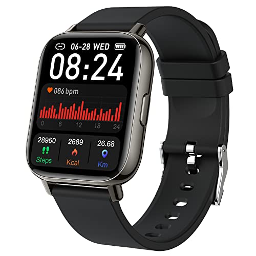 Smartwatch, 1.69" Reloj Inteligente Hombre Mujer con Pulsómetro, Monitor de Sueño, Pulsera Actividad Inteligente Impermeable IP68, Podómetro, 24 Modos Deporte Reloj Deportivo Hombre para iOS Android