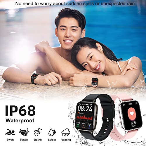 Smartwatch, 1.69" Reloj Inteligente Hombre Mujer con Pulsómetro, Monitor de Sueño, Pulsera Actividad Inteligente Impermeable IP68, Podómetro, 24 Modos Deporte Reloj Deportivo Hombre para iOS Android