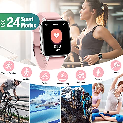 Smartwatch, 1.69” Reloj Inteligente Mujer con Pulsómetro, Calorías, Monitor de Sueño, Podómetro Pulsera Actividad Inteligente 24 Modos Deporte, Impermeable IP67 Fitness Reloj Digital para Android iOS