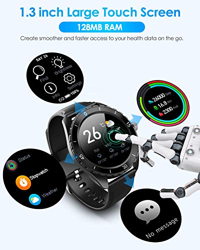 Smartwatch, rastreador de ejercicios para mujeres y hombres, pulsera de fitness, reloj deportivo con pantalla táctil de 1.3 pulgadas, monitor de frecuencia cardíaca, rastreador de iOS Android C520