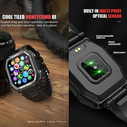 Smartwatch, Reloj Inteligente Hombre, 1,69" Relojes Inteligentes con Pulsómetro, Podómetro, Presión Sanguínea, 20 Modos Deportivo Pulsera Actividad Inteligente Impermeable para Android iOS (Negro)