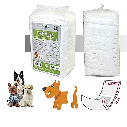 SMELL & SMILE Pañales Desechables para Perro Pañales para Perros Macho Pañal Sanitarios para Perro Mascotas Bragas Higiénicas Suaves absorbentes (M-20.5 * 61 CM)