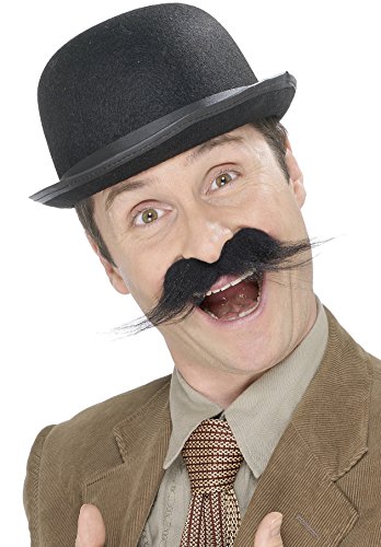 Smiffy'S 11925 Bigote De Investigador De Cuentos De La Antigua Inglaterra, Tupido, Autoadhesivo, Negro, Tamaño Único