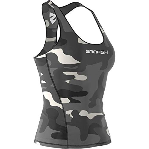 SMMASH Camo Sport Top Tank para Mujer, Camiseta de Tirantes Deportivas, Camiseta sin Manga para Fitness, Yoga, Formación, Material Transpirable y Antibacteriano, (M)