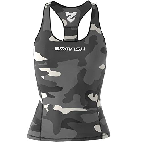 SMMASH Camo Sport Top Tank para Mujer, Camiseta de Tirantes Deportivas, Camiseta sin Manga para Fitness, Yoga, Formación, Material Transpirable y Antibacteriano, (M)