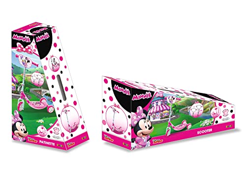 Smoby 750167 Minnie - Patinete 3 ruedas manillar de altura regulable, ligero y estable Disney