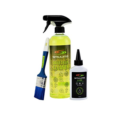 SMUUMS Bike - Pack MantenimientoTransmisión Bicicleta - Desengrasante Bio 750ml Transmisión + Aceite Lubricante PTFE 100ml All Weather + Cepillo Limpiador Bicicleta - Cadena, Cassette, Plato, Cambio.