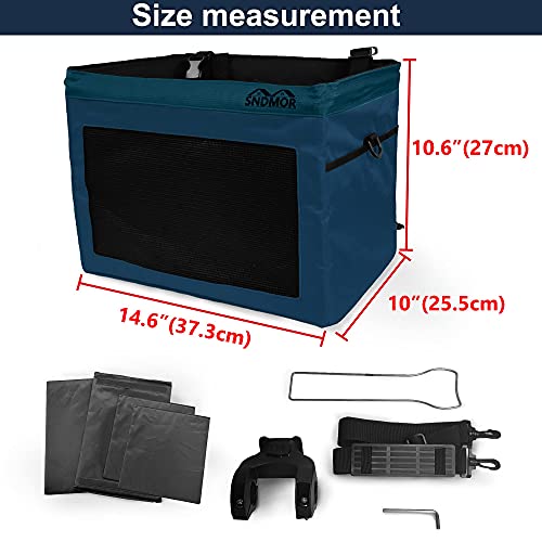 SNDMOR Canasta de Bicicleta para Mascotas-Canasta para Bicicleta para Perros-Cesta de Bicicleta para Mascotas extraíble-Plegable Carga máxima 4,5 kg(Azul Marino)