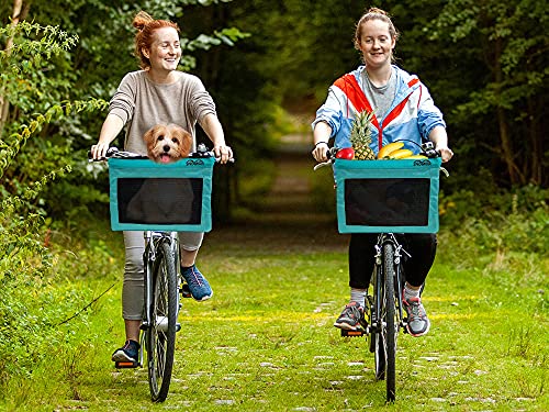 SNDMOR Canasta de Bicicleta para Mascotas-Canasta para Bicicleta para Perros-Cesta de Bicicleta para Mascotas extraíble-Plegable Carga máxima 4,5 kg(Cian)