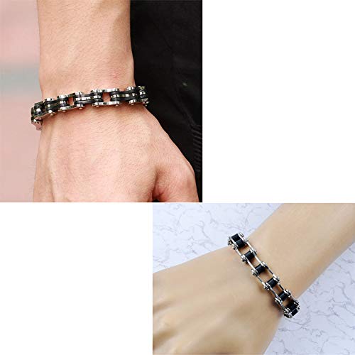 Snner Gran Regalo Creativo Pulsera Hombres de Acero Inoxidable para el Día del Padre Cadena de Plata para Bicicleta Pulsera para Trabajo Pesado