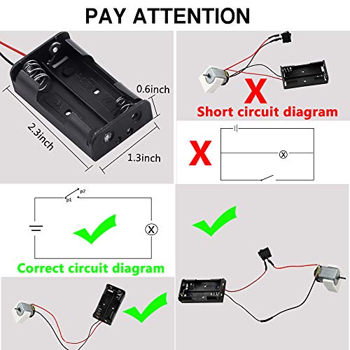 Sntieecr Juego de Motor Eletrico Bricolaje DC Motor Mini 1.5-3V 15000RPM de Espaciamiento para Pilas AA, Interruptores para Bricolaje Proyectos Científicos