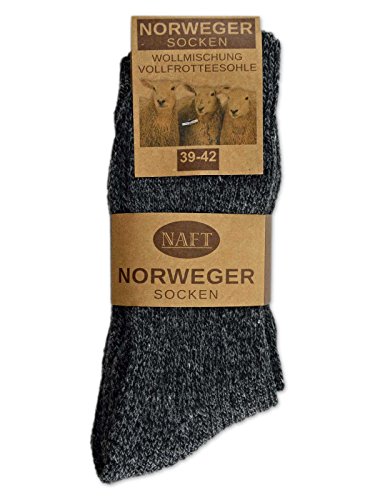 sockenkauf24 6 Pares Calcetines Noruegos con Lana Hombre Mujer Calcetines de Invierno Negro Gris Antracita (43-46, 6 Pares | Antracita)