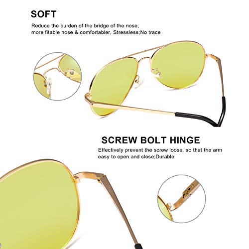 SODQW Gafas de Sol Fotocromaticas Polarizadas Hombre con Nocturna Conducción y Deporte, Anti Reflectante Gafas Nocturna Protección 100% UVA UVB (Dorado/Amarillo Photochromic)