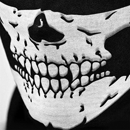 SOFIT SF-01 Skull Mask, Mascarilla Fantasma de Medio Cráneo Tubular Estirable, Motociclista de la Motocicleta Máscara, Bandana Balaclava Headwear