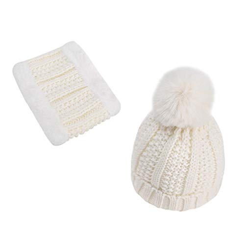 SOIMISS Sombrero de Bebé Conjunto de Bufanda Niños Gorro de Punto Cálido Gorro de Pompón con Pañuelo para El Cuello de Punto Niño Cálido Orejeras Gorras de Punto para Niños