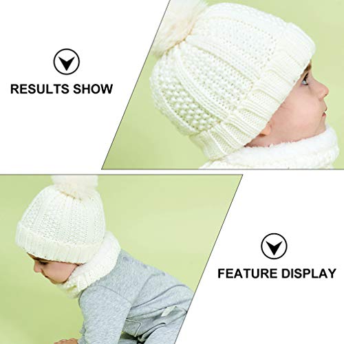 SOIMISS Sombrero de Bebé Conjunto de Bufanda Niños Gorro de Punto Cálido Gorro de Pompón con Pañuelo para El Cuello de Punto Niño Cálido Orejeras Gorras de Punto para Niños