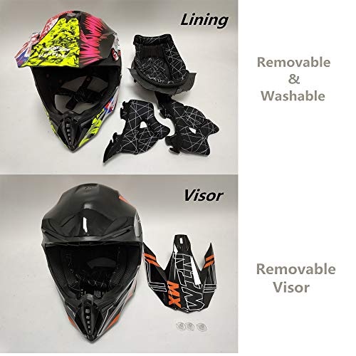 SOLDAY Casco Descenso Negro, MD-902 Casco Motocross Hombre - Certificado ECE/Forro Extraíble - Adulto Casco Cross Off Road Casco Enduro MTB Integral Moto MX Quad Motocicleta ATV Scooter (A,S 55-56cm)