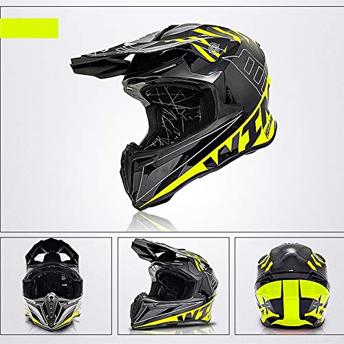 SOLDAY Casco Motocross, MD-902 Casco Cross Negro Amarillo Casco Descenso Hombre Adulto Off Road Casco Enduro MTB Integral Moto MX Quad Motocicleta ATV Scooter, Certificado ECE (S 55-56cm)