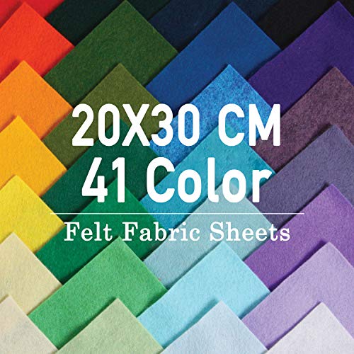 SOLEDI Cojines de Fieltro de Tela Hoja de Fieltro Multicolor 41 Colores Láminas de Fieltro para la Artesanía y Costura Casera (20 * 30cm)