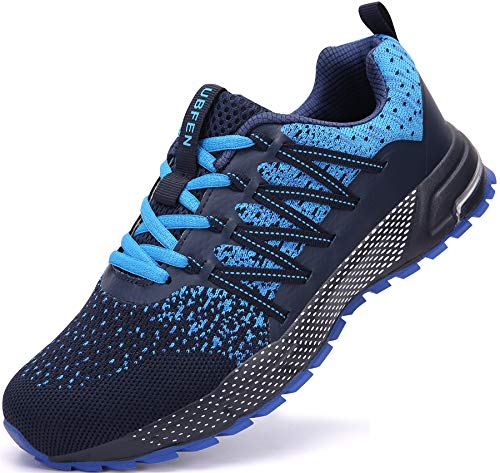 SOLLOMENSI Zapatillas de Deporte Hombres Mujer Running Zapatos para Correr Gimnasio Sneakers Deportivas Padel Transpirables Casual Montaña 42 EU H Azul