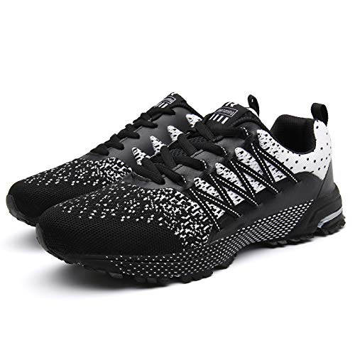 SOLLOMENSI Zapatillas de Deporte Hombres Running Zapatos para Correr Gimnasio Sneakers Deportivas Padel Transpirables Casual Montaña 47 EU A Negro