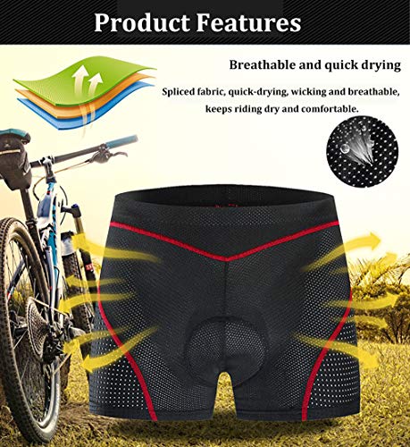 SOLO ACTFIT Pantalones Cortos de Ciclismo para Hombre Bicicleta Ciclismo Ropa Interior Pantalones Cortos Rspirables y Ligeros con 3D Gel Acolchado MTB Bicicleta Pantalones Cortos (Rojo, M)