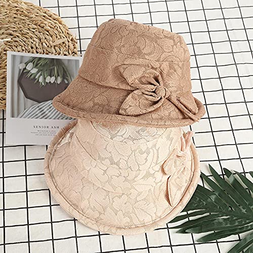 Sombrero cordobes Mujer,2021 Sombrero de Encaje de Sombrero de Sombrero Medio y Antiguo Primavera Verano Sombreros Madre Gorra Plegable Damas Sombrero-Blanco Crema_Código