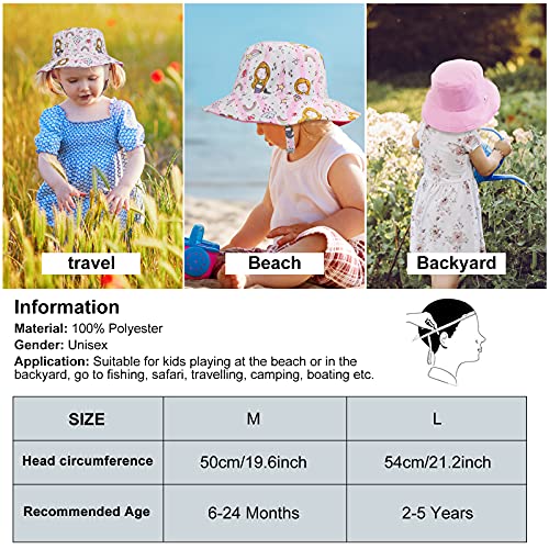 Sombrero para el Sol para niños pequeños Sombrero de Cubo de Verano para bebés de ala Ancha UPF50 Gorra Rosa de Doble Cara con Estampado de Sirena para bebés, niños, niñas, niños de 3-6 Meses